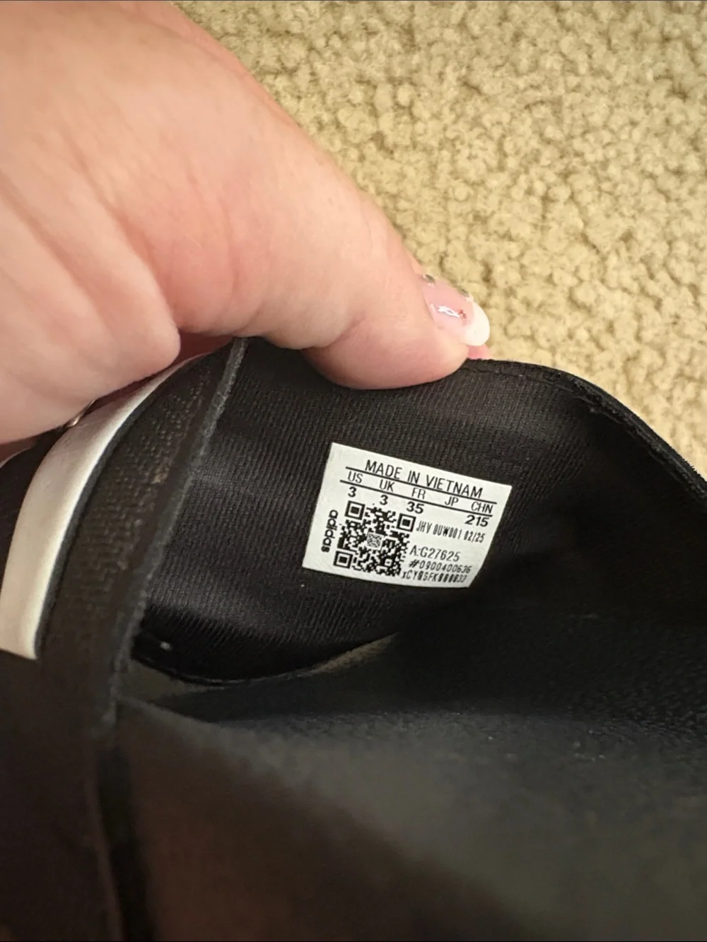 adidas Black Slides with White Three-Stripe Strap